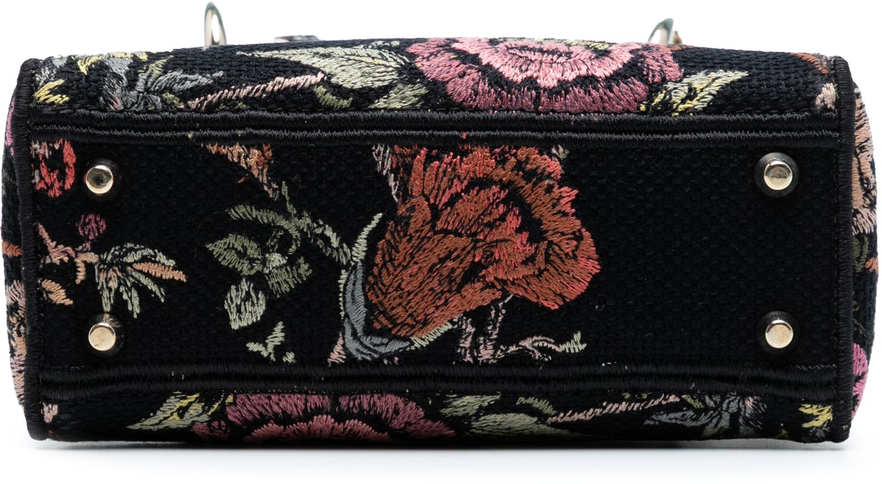 Dior Mini Embroidered Canvas Mille Fleurs Lady D Lite Zwart