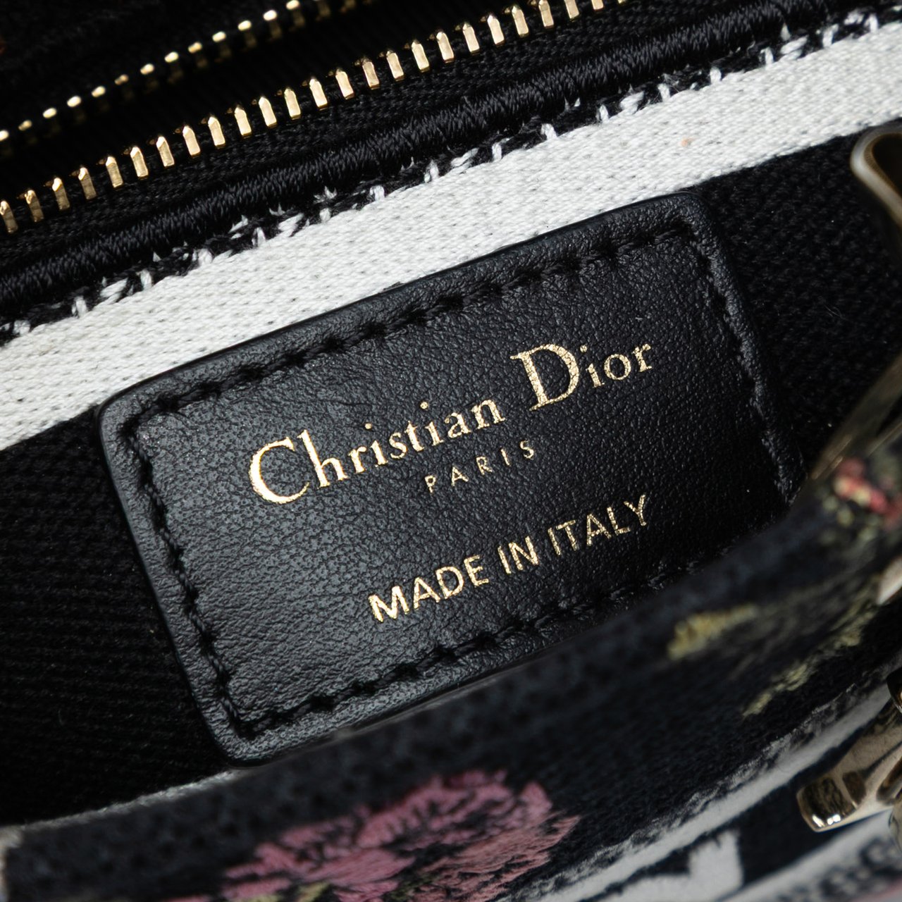 Dior Mini Embroidered Canvas Mille Fleurs Lady D Lite Zwart