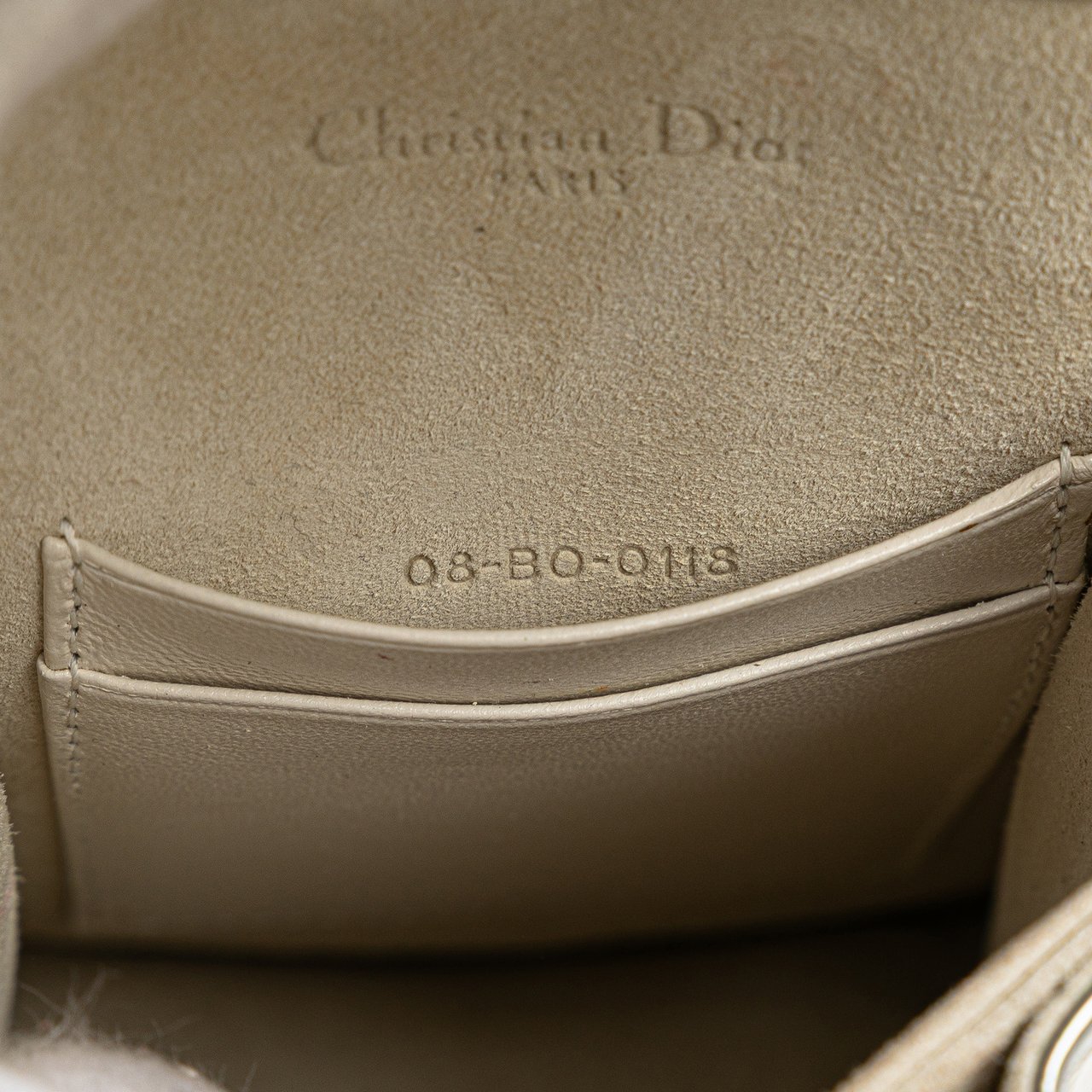 Dior Metallic Studded Calfskin Vertical Diorama Zilver