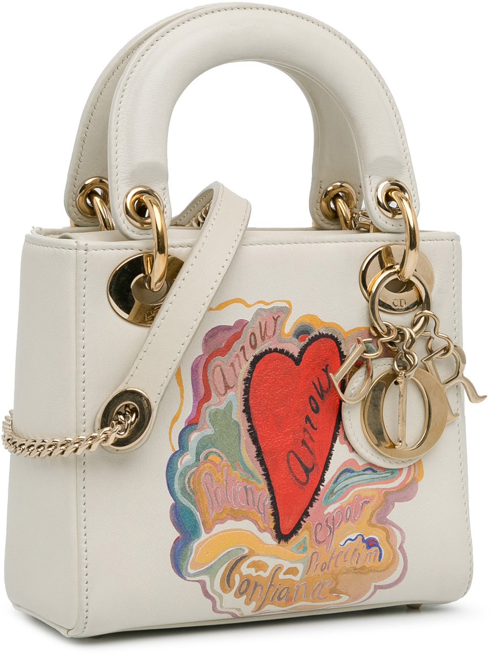 Dior Niki De Saint Phalle Mini Calfskin Dioramour Lady Dior Wit