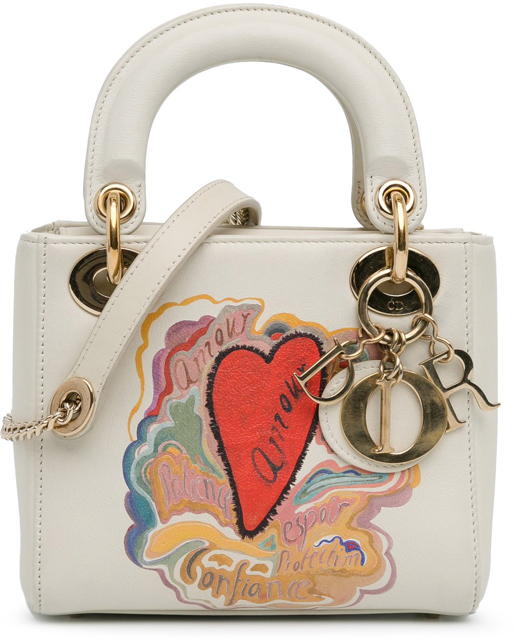 Dior Niki De Saint Phalle Mini Calfskin Dioramour Lady Dior Wit