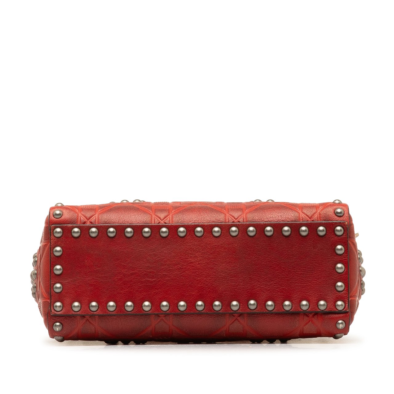 Dior Mini Embossed Calfskin Cannage Studded Flower Lady Dior Rood
