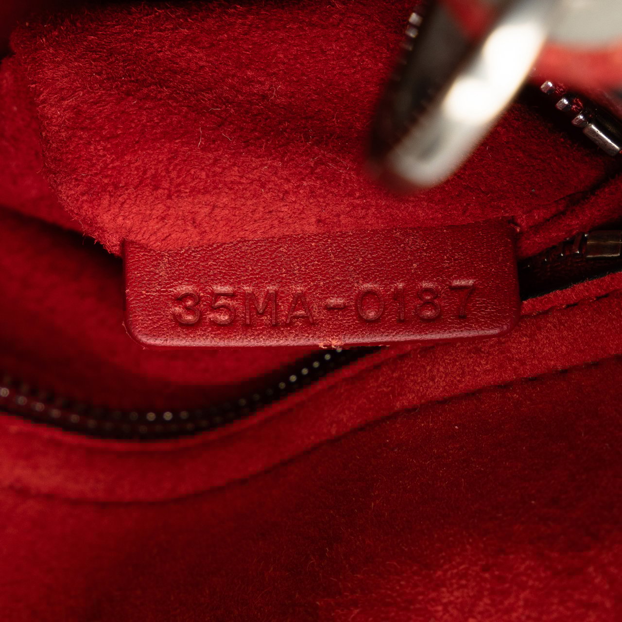 Dior Mini Embossed Calfskin Cannage Studded Flower Lady Dior Rood