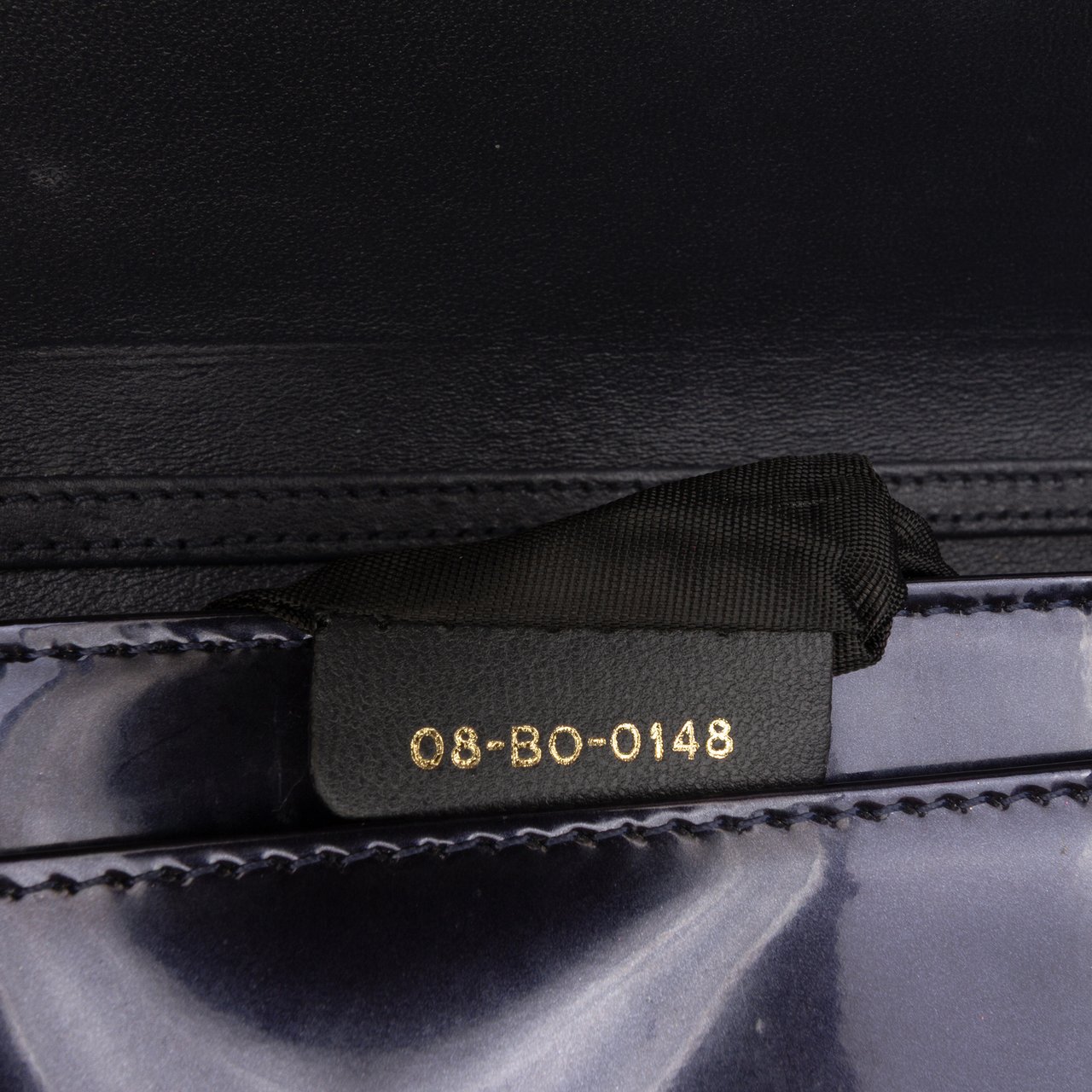 Dior Patent Microcannage Diorama Wallet on Chain Zwart