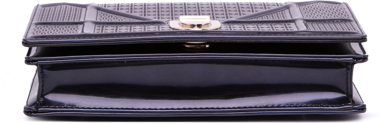 Dior Patent Microcannage Diorama Wallet on Chain Zwart