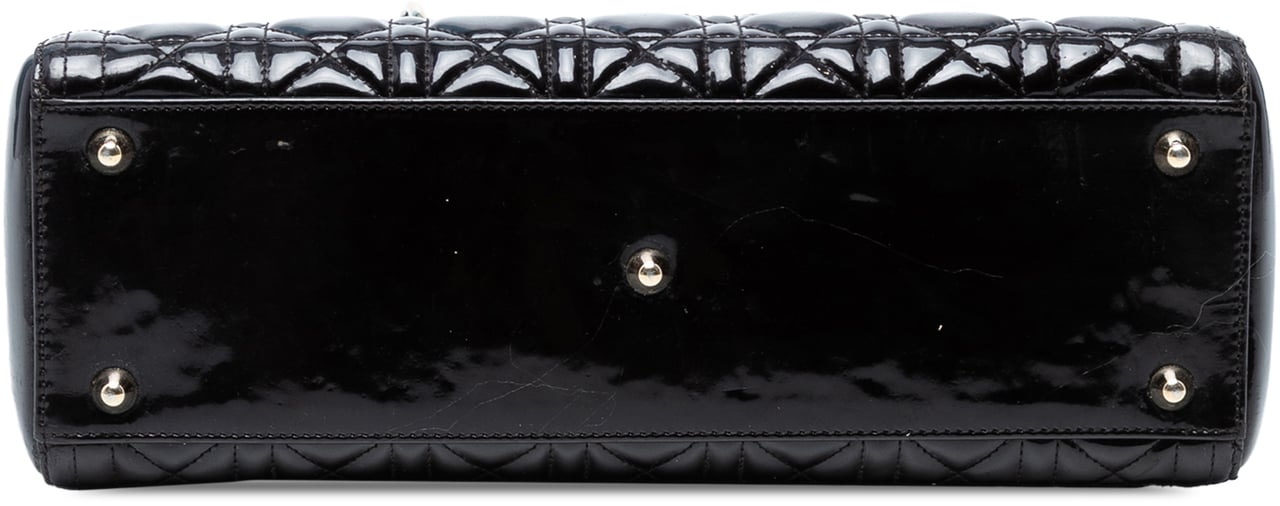 Dior Large Patent Cannage Lady Dior Zwart