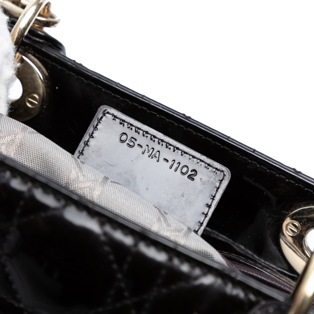 Dior Large Patent Cannage Lady Dior Zwart