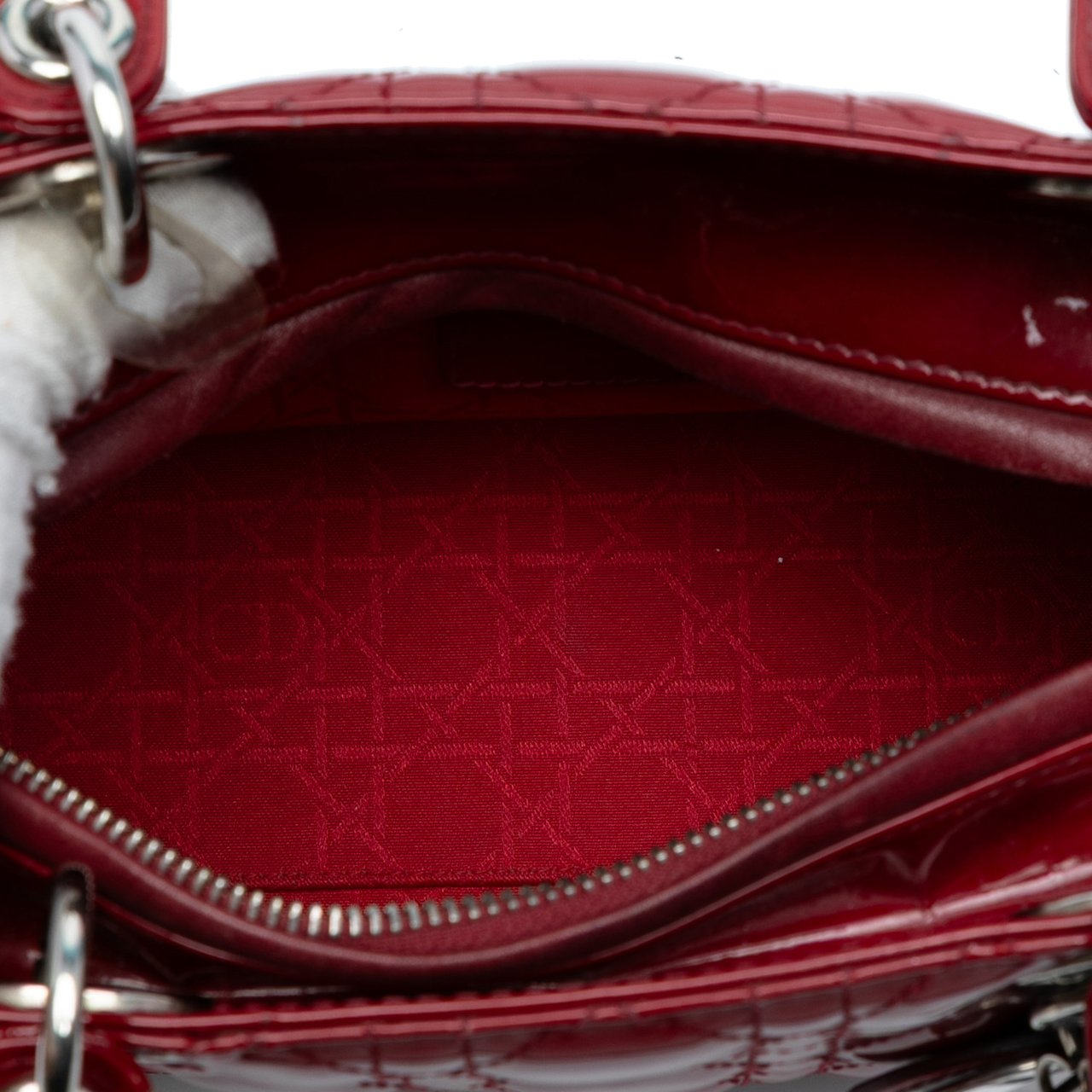 Dior Medium Patent Cannage Lady Dior Rood