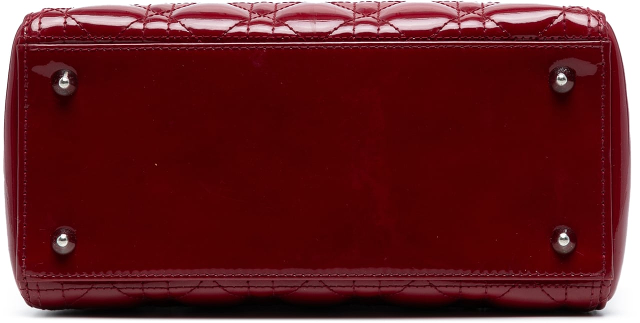 Dior Medium Patent Cannage Lady Dior Rood