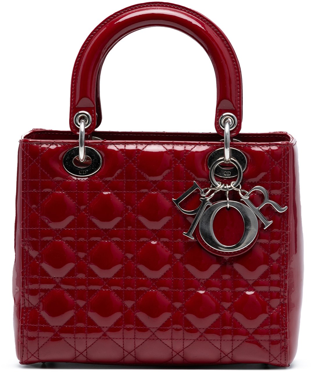 Dior Medium Patent Cannage Lady Dior Rood
