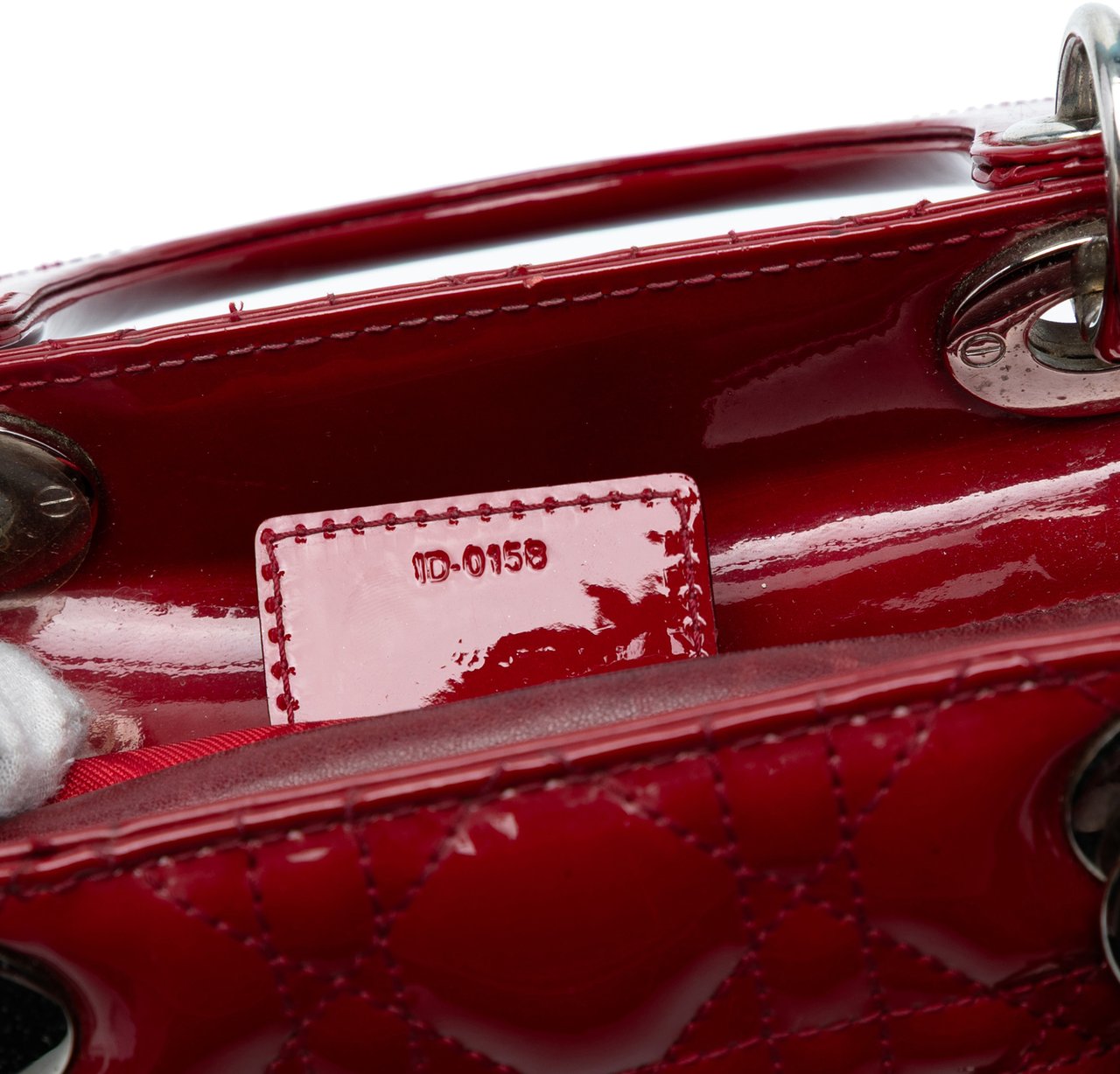 Dior Medium Patent Cannage Lady Dior Rood