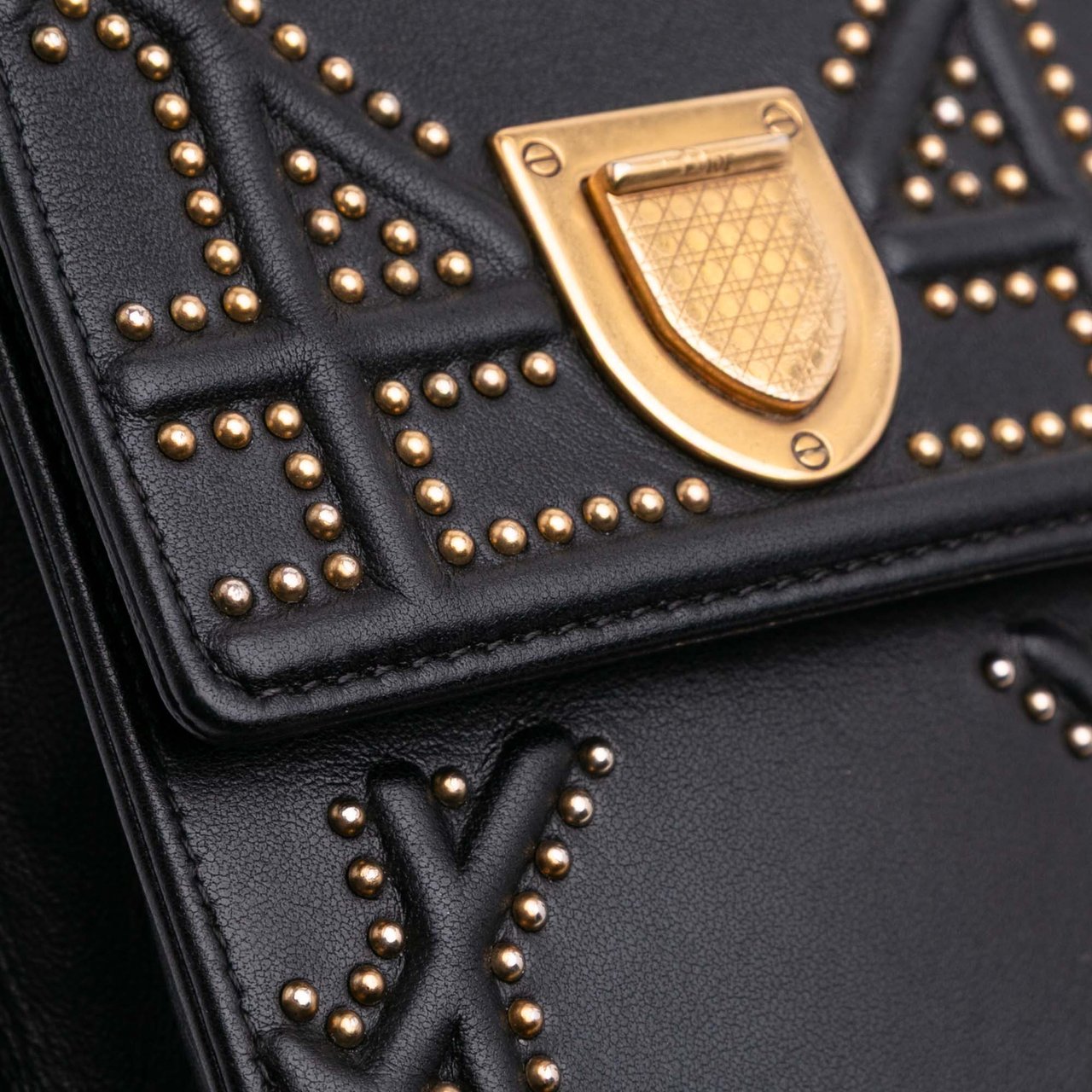 Dior Studded Leather Vertical Diorama Crossbody Zwart