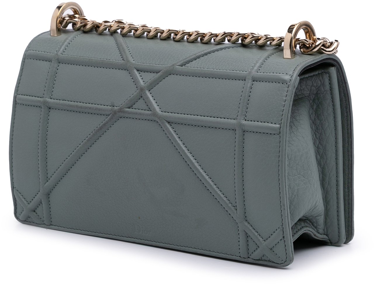 Dior Small Grained Calfskin Diorama Flap Grijs