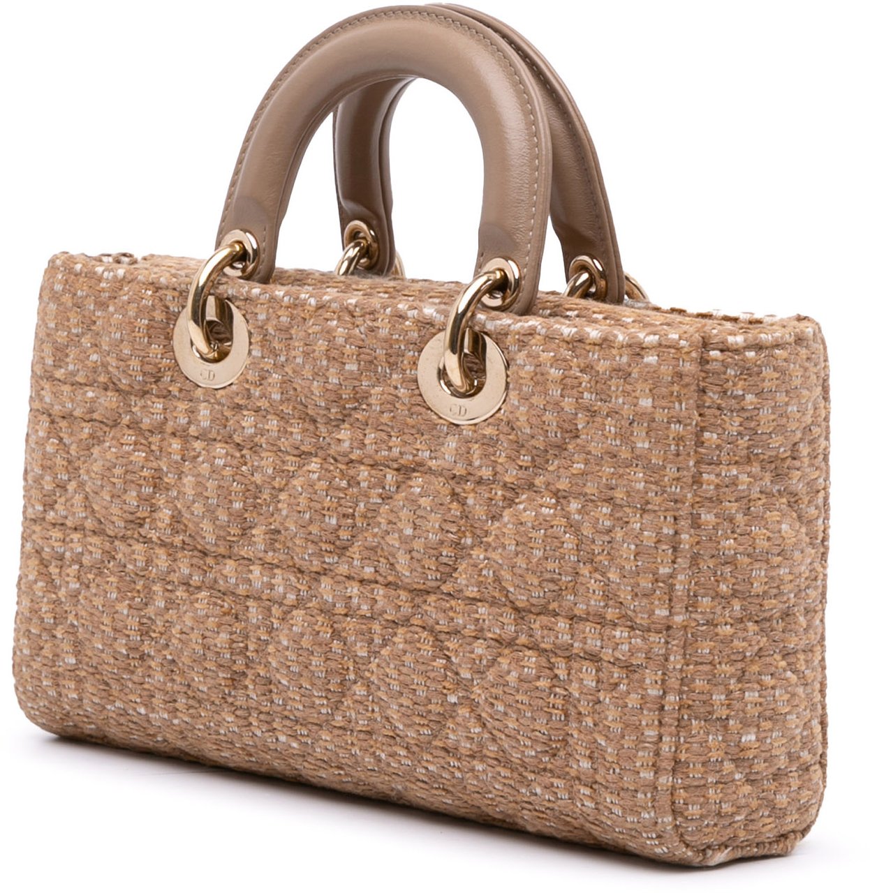 Dior Medium Tweed Cannage Lady D Joy Bruin