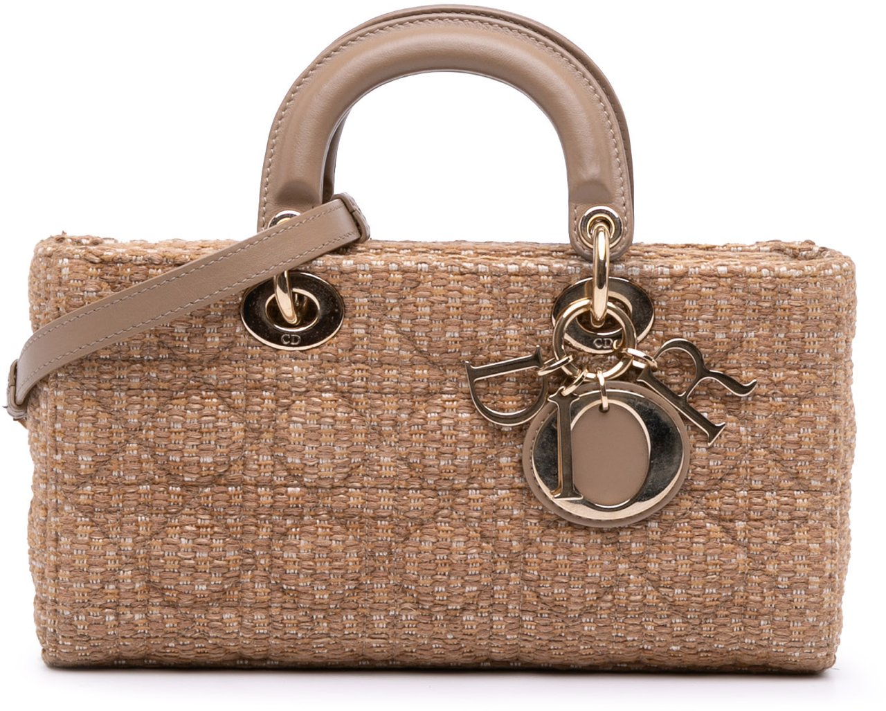 Dior Medium Tweed Cannage Lady D Joy Bruin