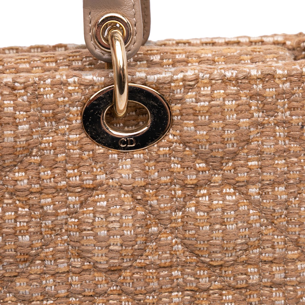 Dior Medium Tweed Cannage Lady D Joy Bruin