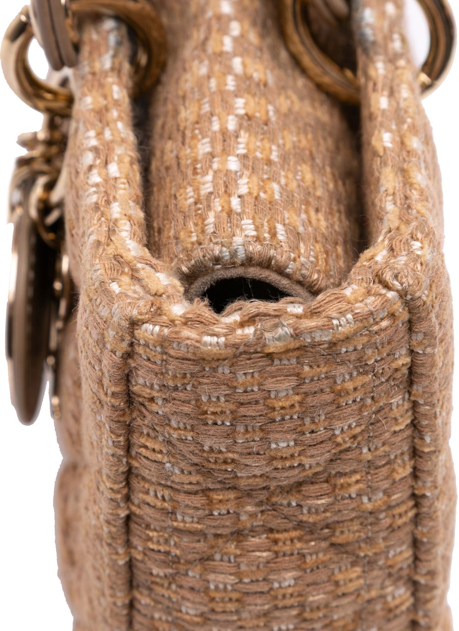 Dior Medium Tweed Cannage Lady D Joy Bruin