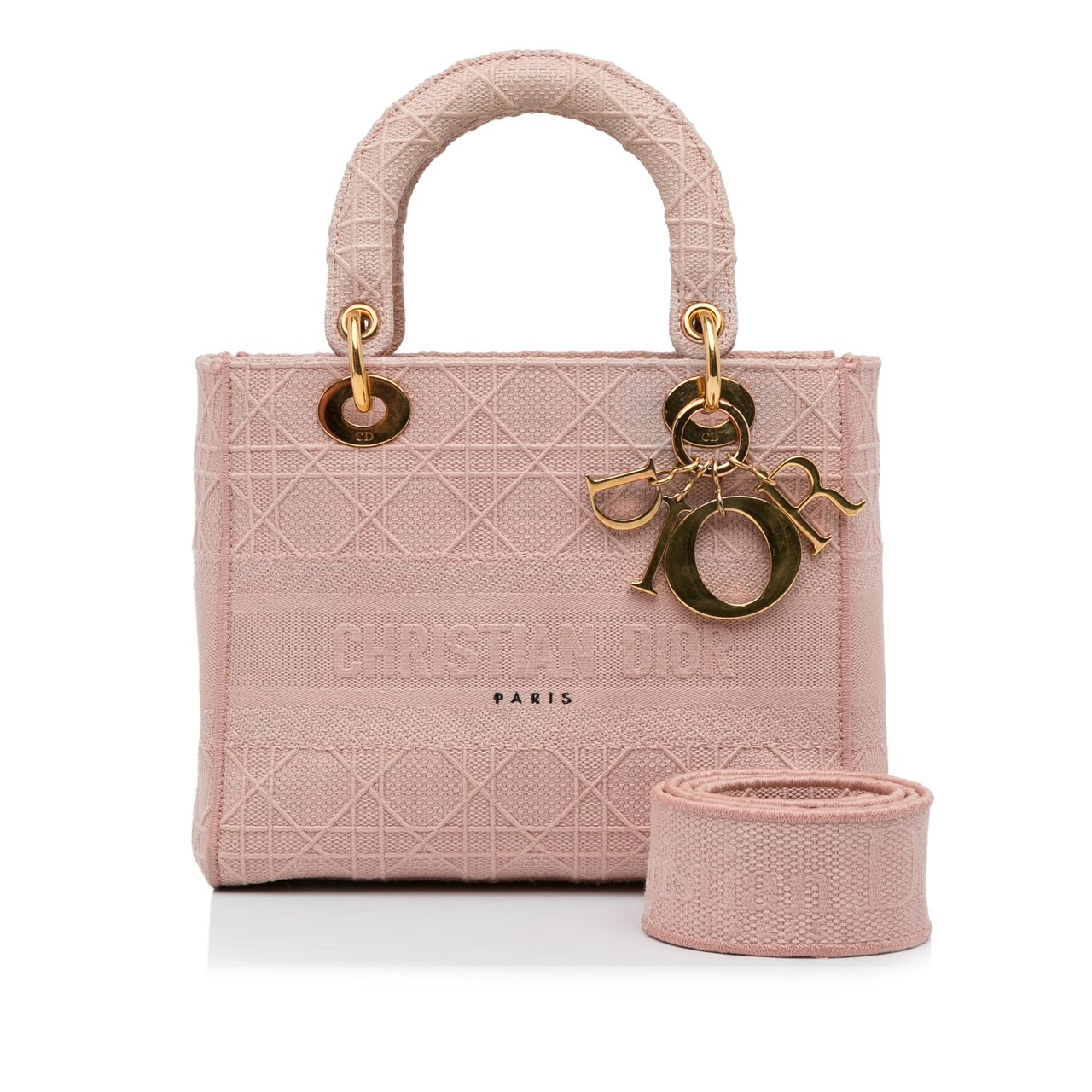 Dior Medium Canvas Cannage Lady D Lite Roze