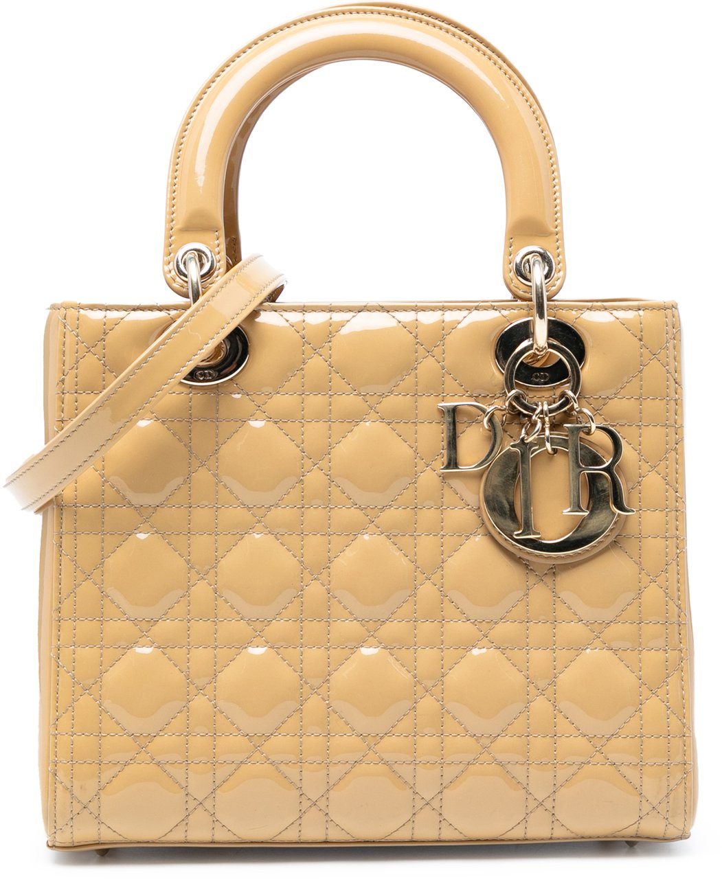 Dior Medium Patent Cannage Lady Dior Bruin