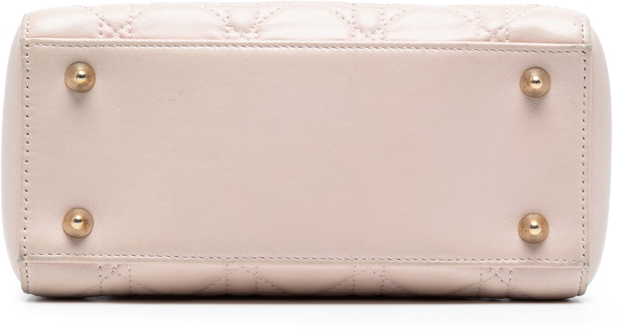 Dior Lambskin Cannage Lady Dior Double Chain Bag Roze