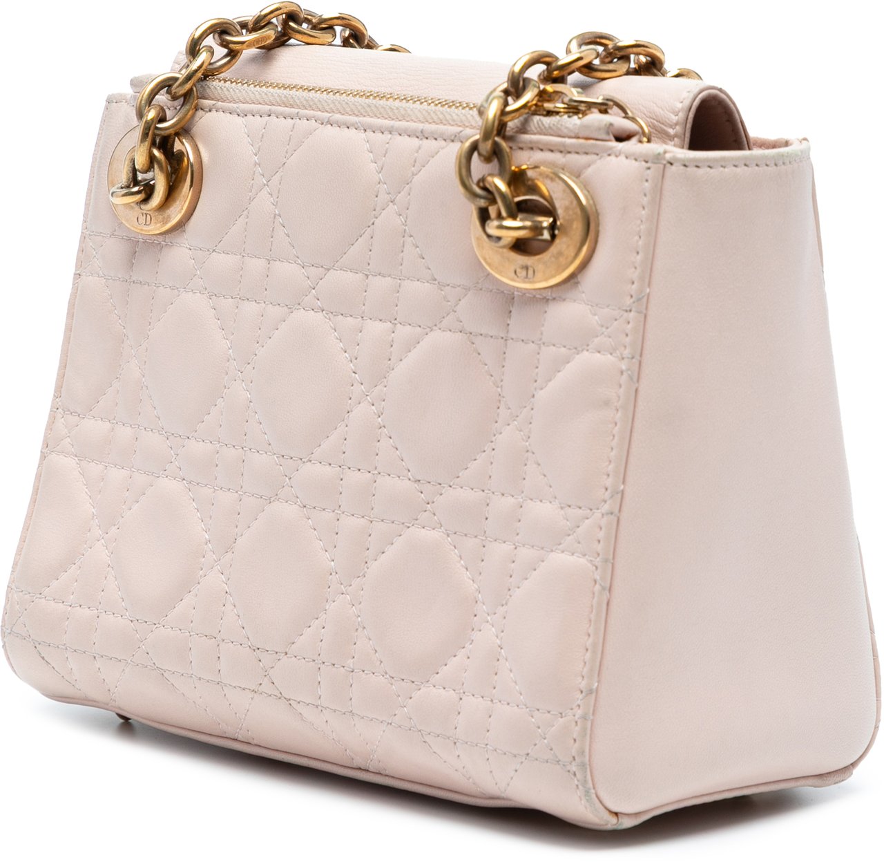Dior Lambskin Cannage Lady Dior Double Chain Bag Roze