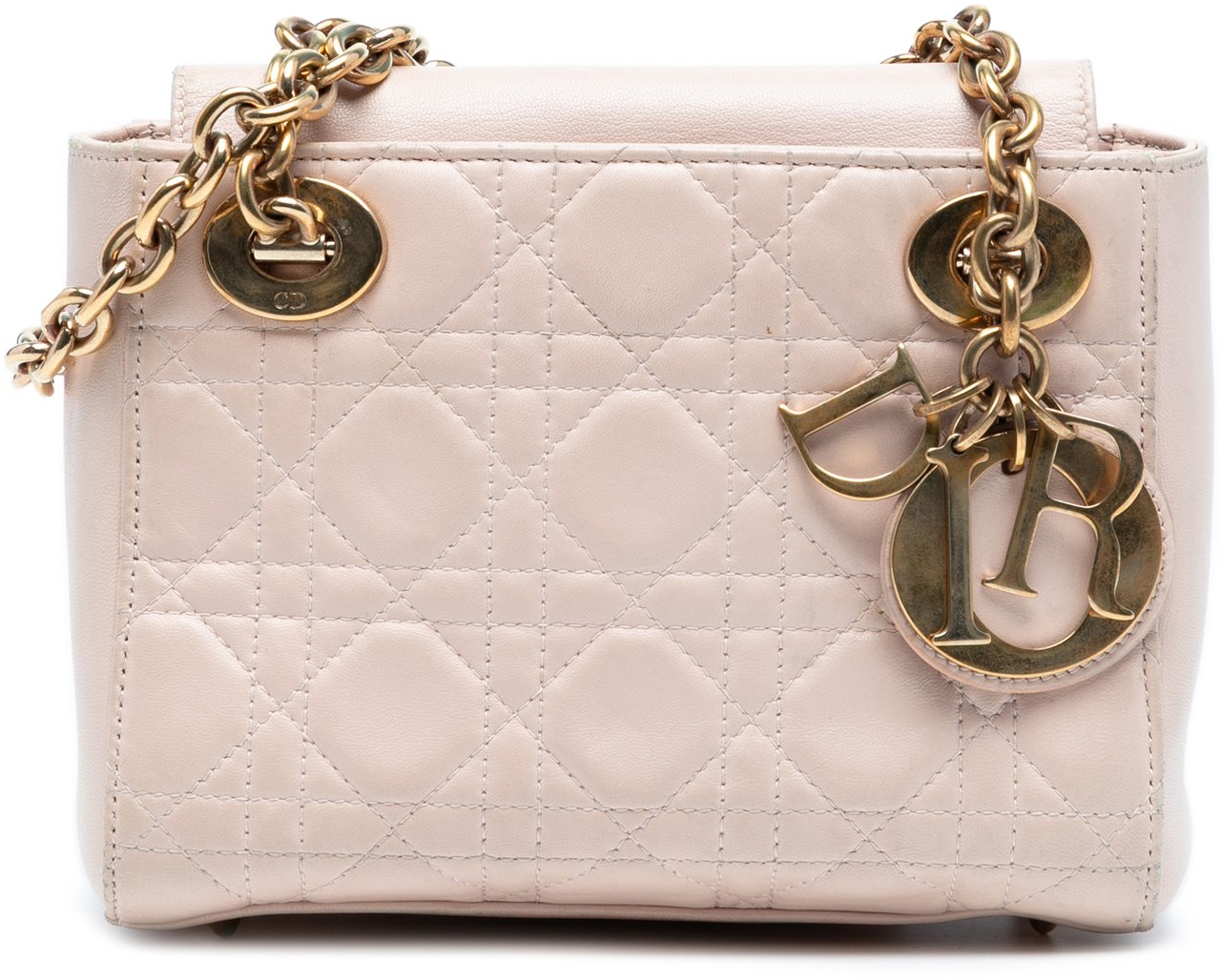 Dior Lambskin Cannage Lady Dior Double Chain Bag Roze