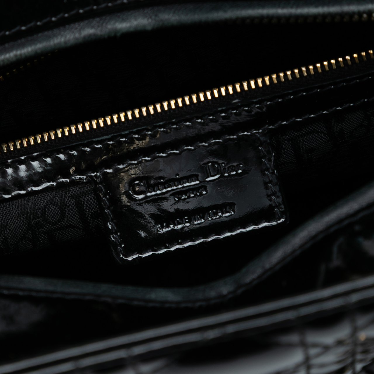 Dior Large Patent Cannage Lady Dior Zwart