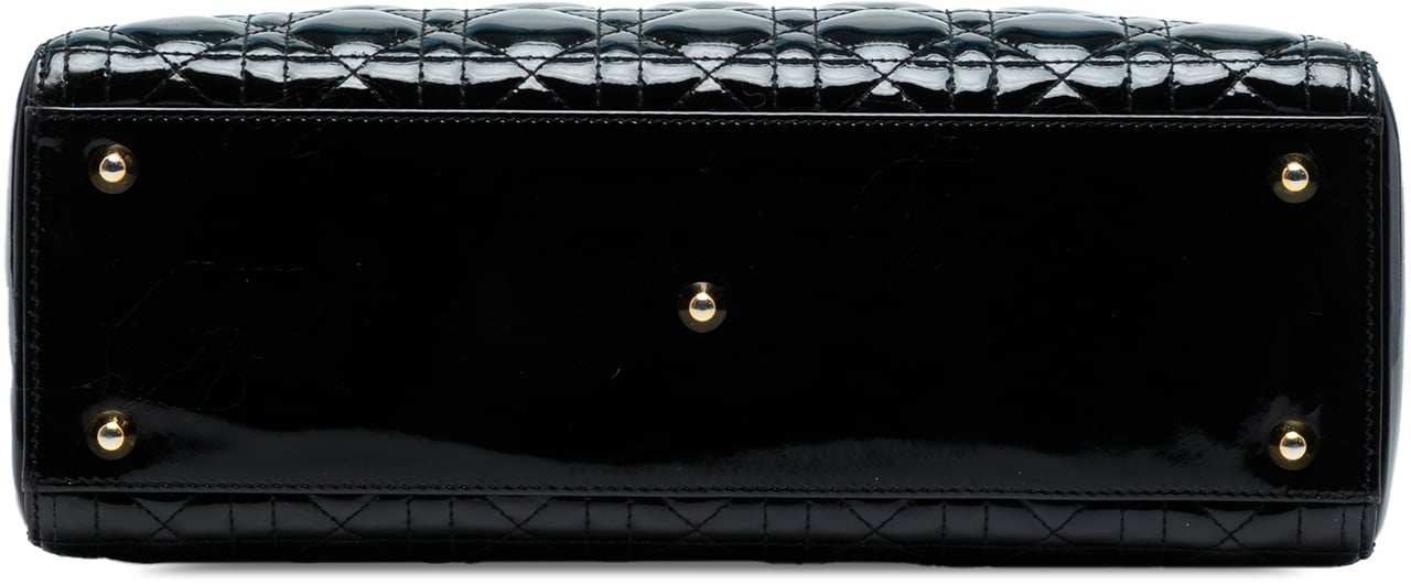 Dior Large Patent Cannage Lady Dior Zwart