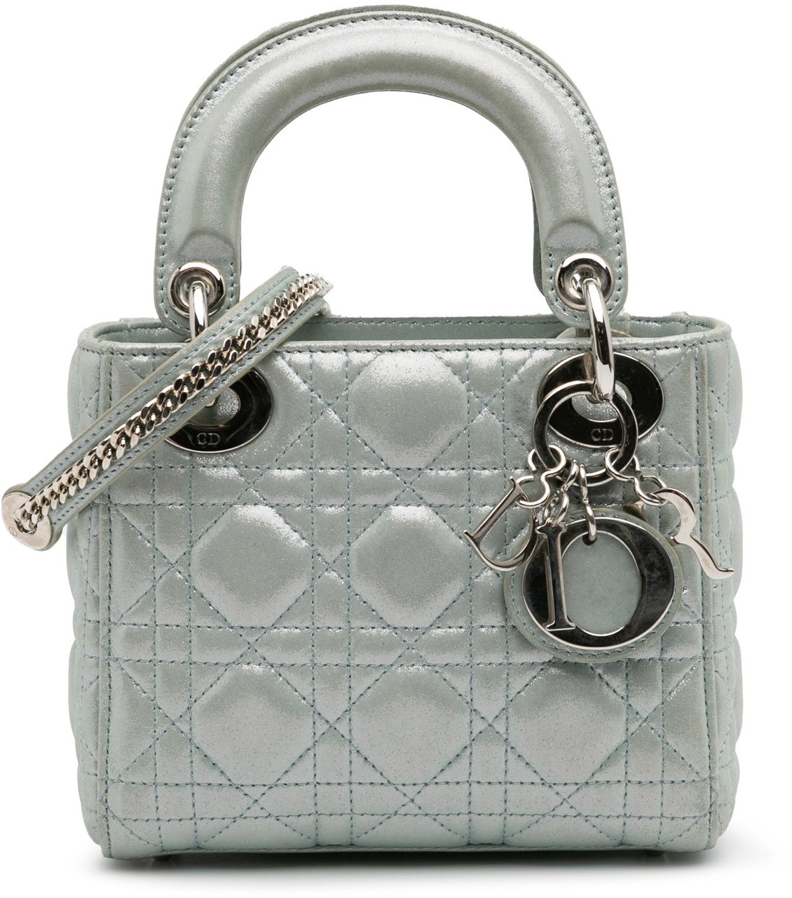 Dior Mini Iridescent Lambskin Cannage Lady Dior Groen