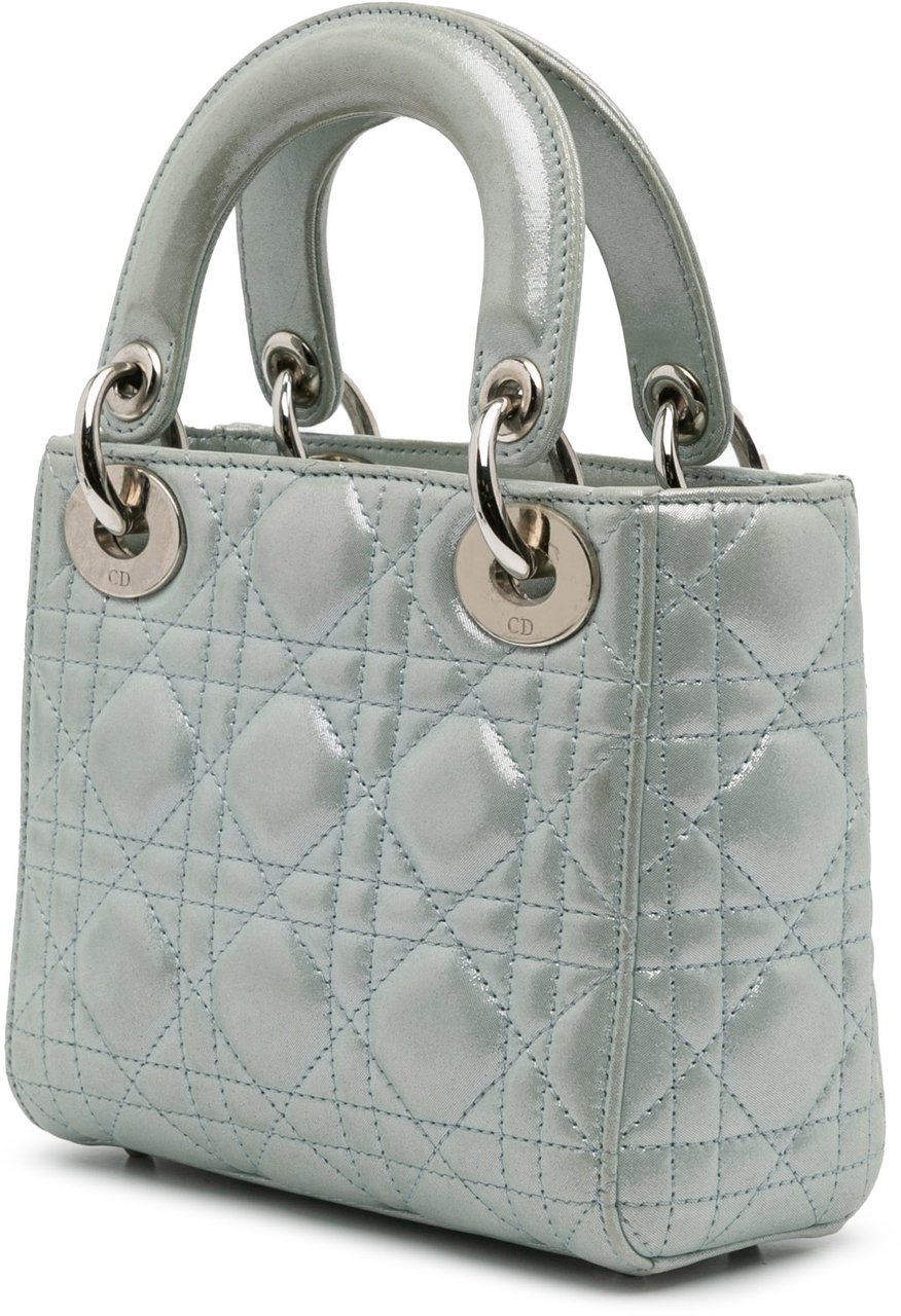 Dior Mini Iridescent Lambskin Cannage Lady Dior Groen