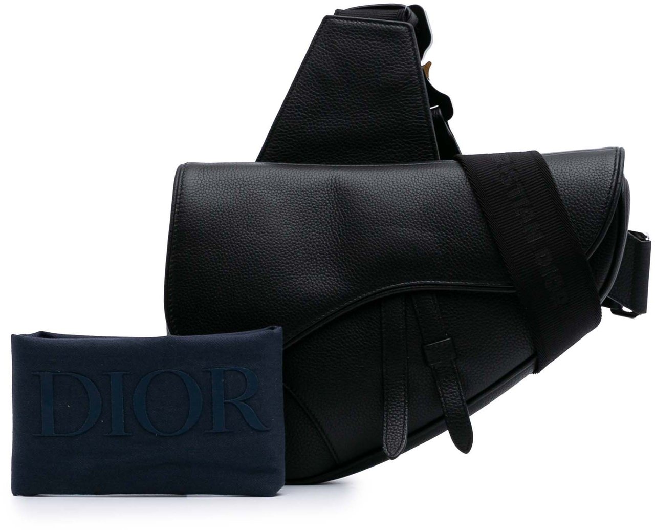 Dior Grained Calfskin Saddle Bag Zwart