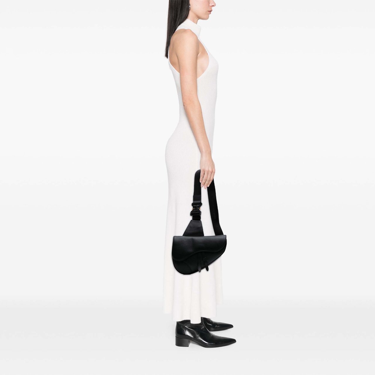 Dior Grained Calfskin Saddle Bag Zwart