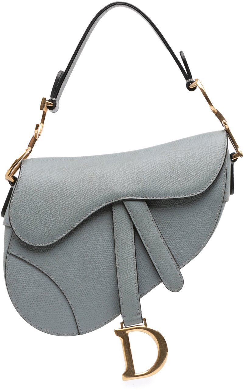 Dior Mini Grained Calfskin Saddle Bag Blauw