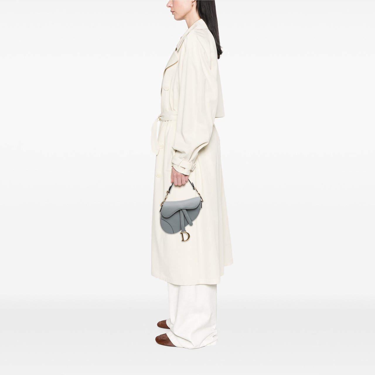 Dior Mini Grained Calfskin Saddle Bag Blauw