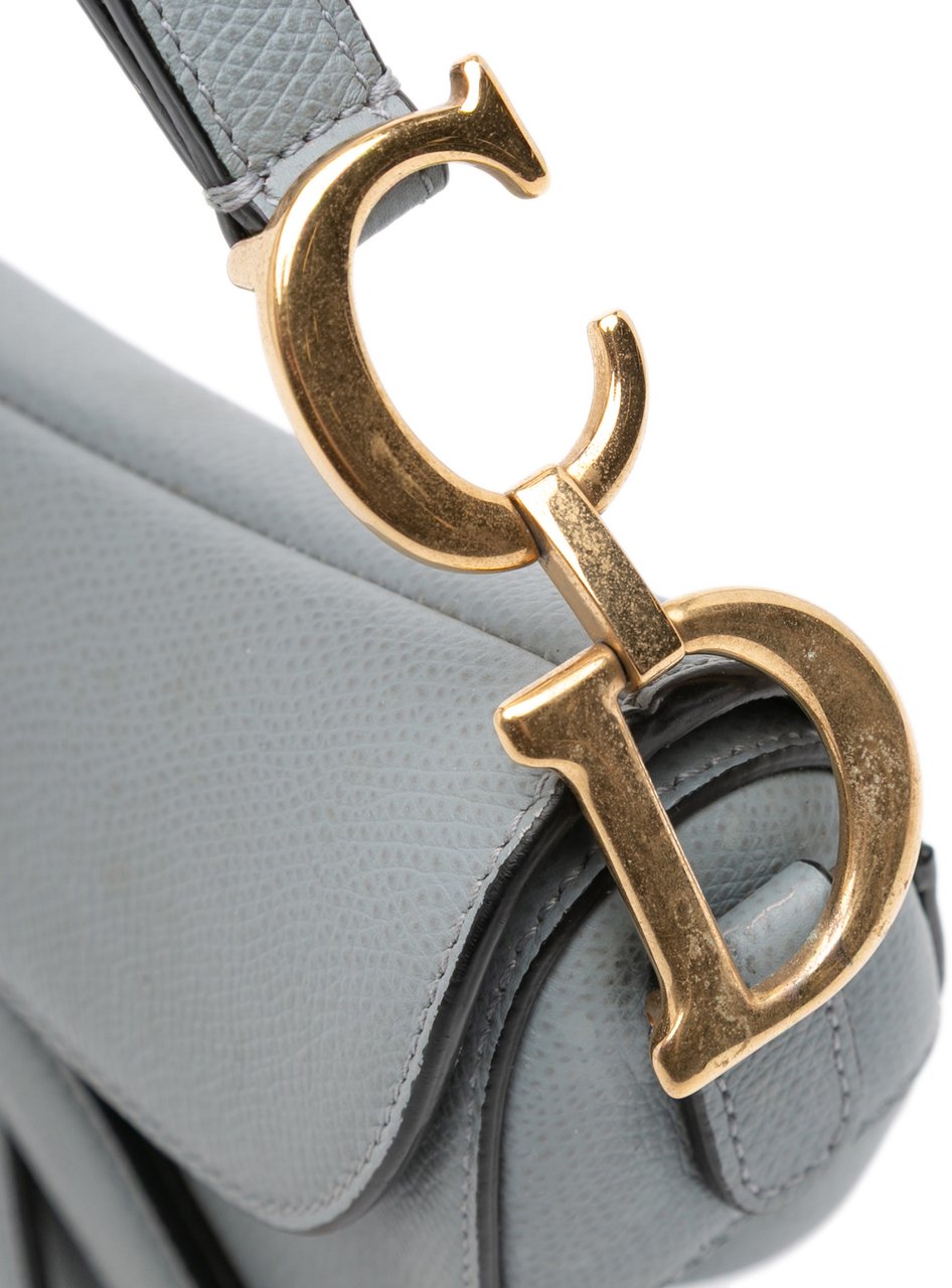 Dior Mini Grained Calfskin Saddle Bag Blauw