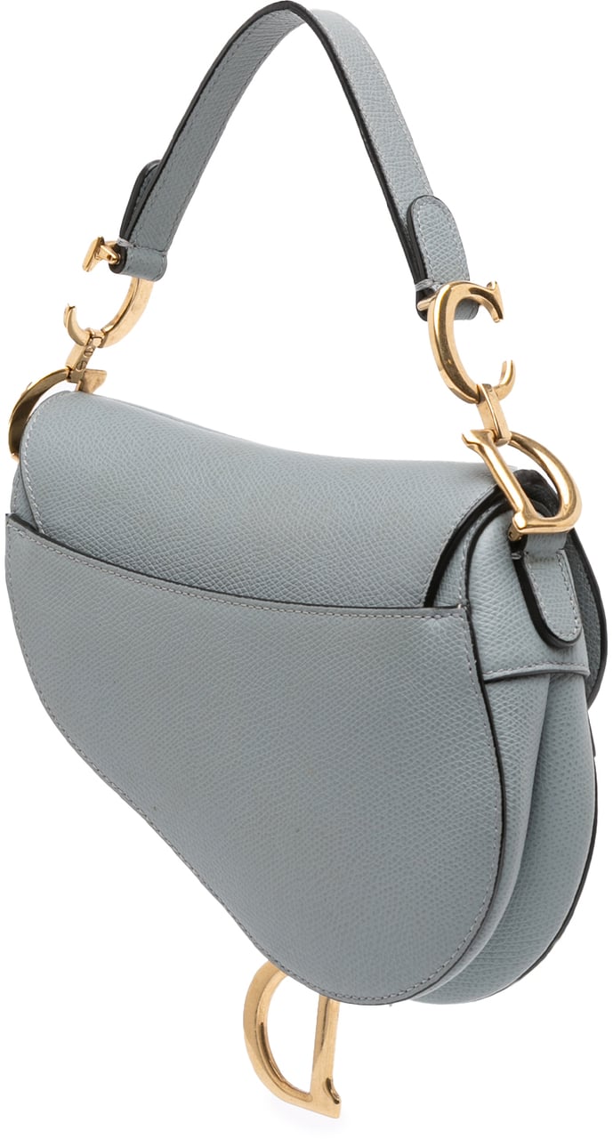 Dior Mini Grained Calfskin Saddle Bag Blauw