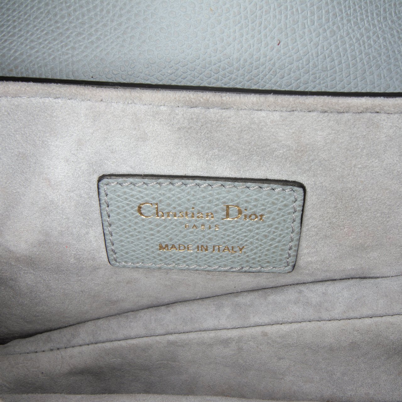 Dior Mini Grained Calfskin Saddle Bag Blauw