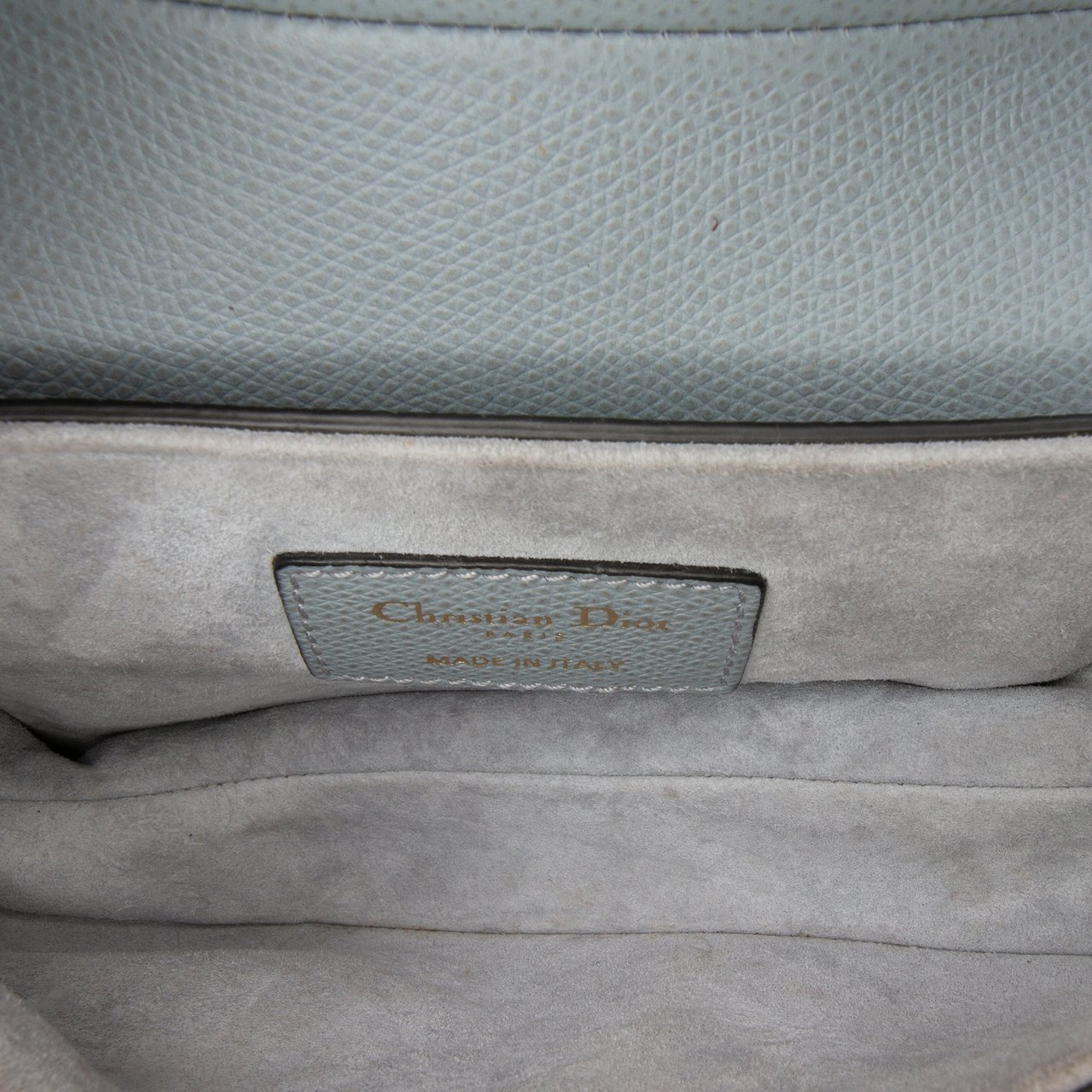 Dior Mini Grained Calfskin Saddle Bag Blauw