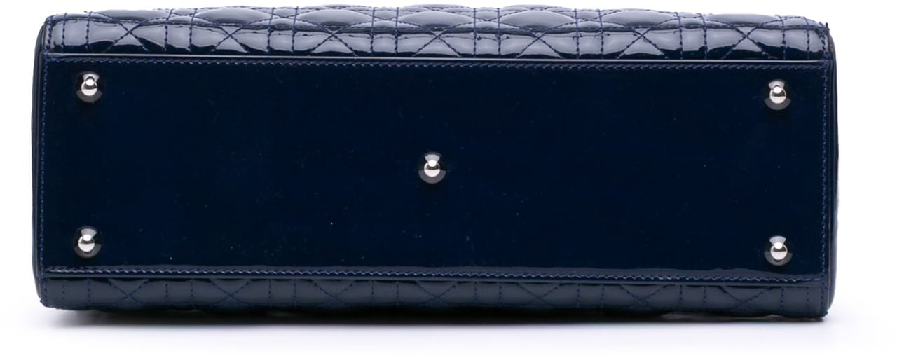 Dior Large Patent Cannage Lady Dior Blauw