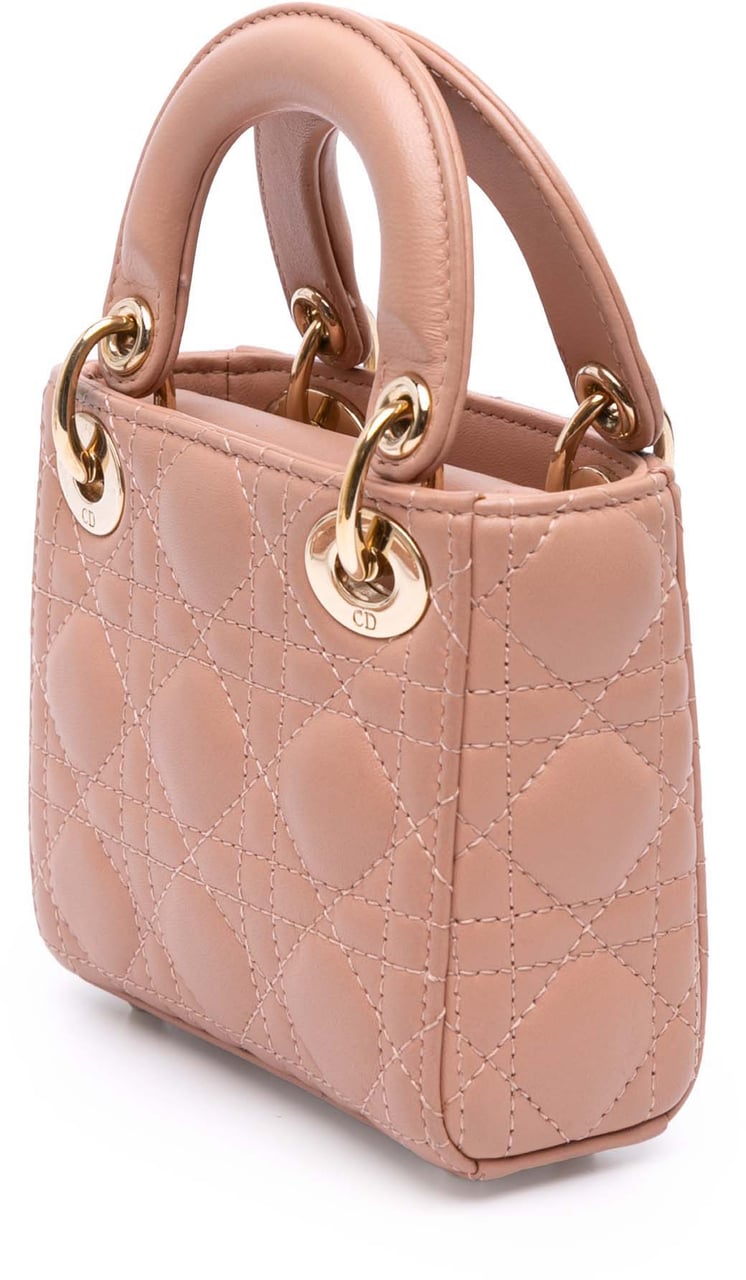 Dior Micro Lambskin Cannage Lady Dior Bruin
