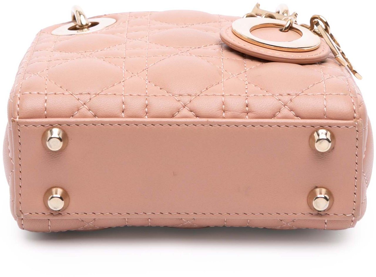 Dior Micro Lambskin Cannage Lady Dior Bruin