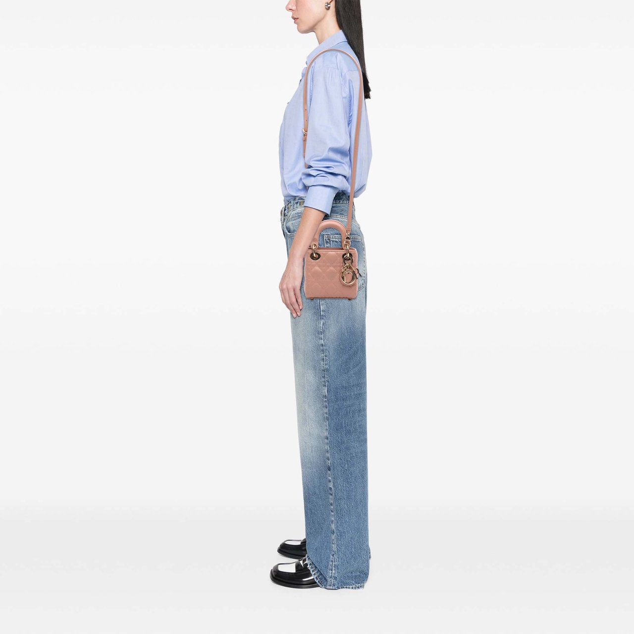 Dior Micro Lambskin Cannage Lady Dior Bruin