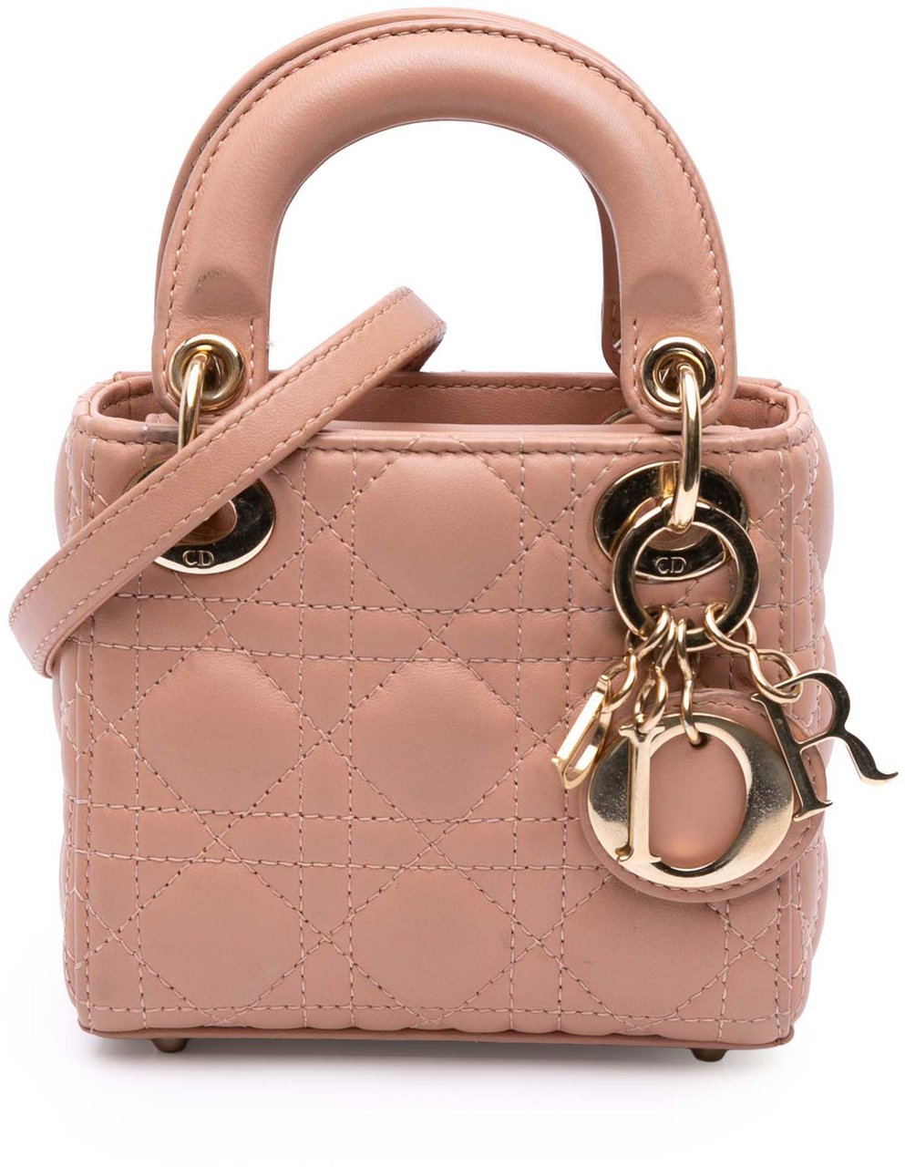 Dior Micro Lambskin Cannage Lady Dior Bruin
