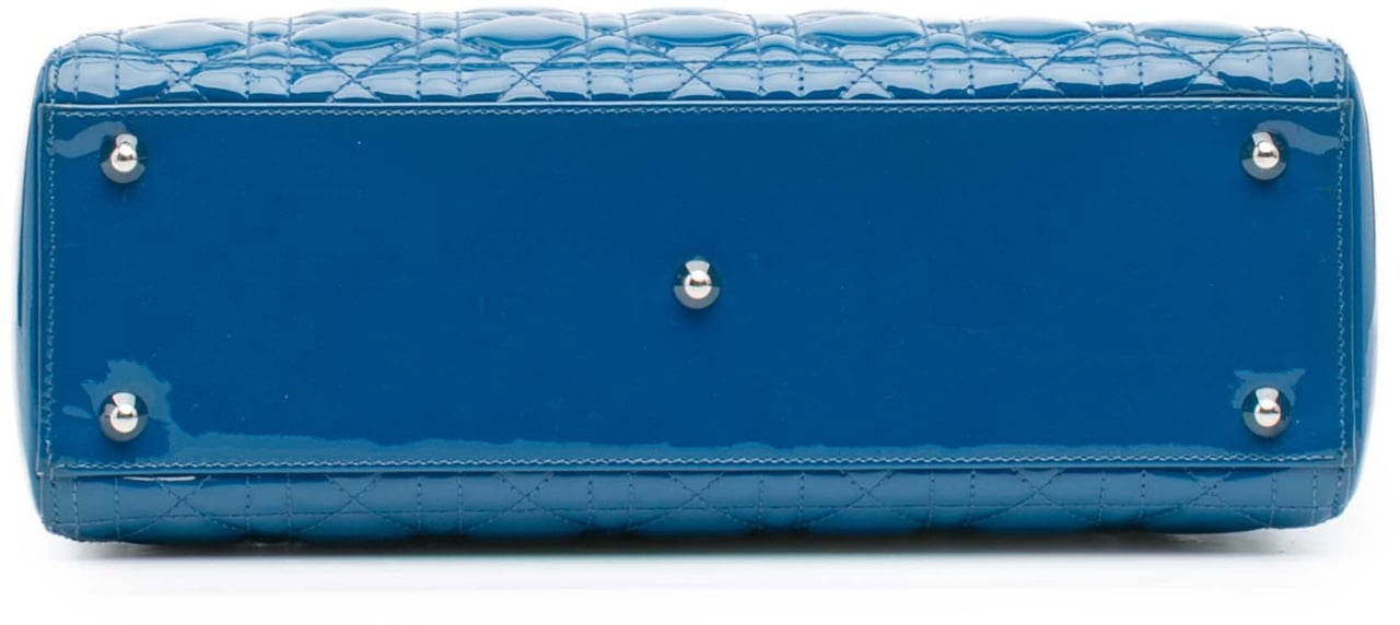 Dior Large Patent Cannage Lady Dior Blauw