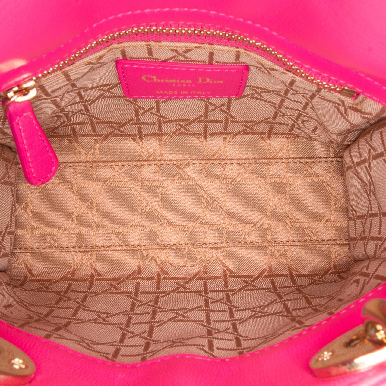Dior Mini Lambskin Cannage Lady Dior Roze