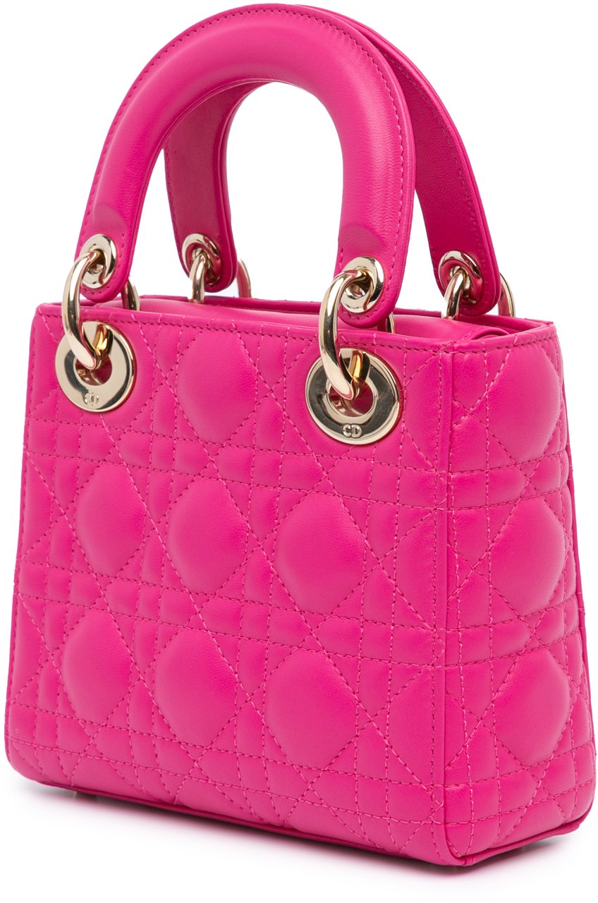 Dior Mini Lambskin Cannage Lady Dior Roze