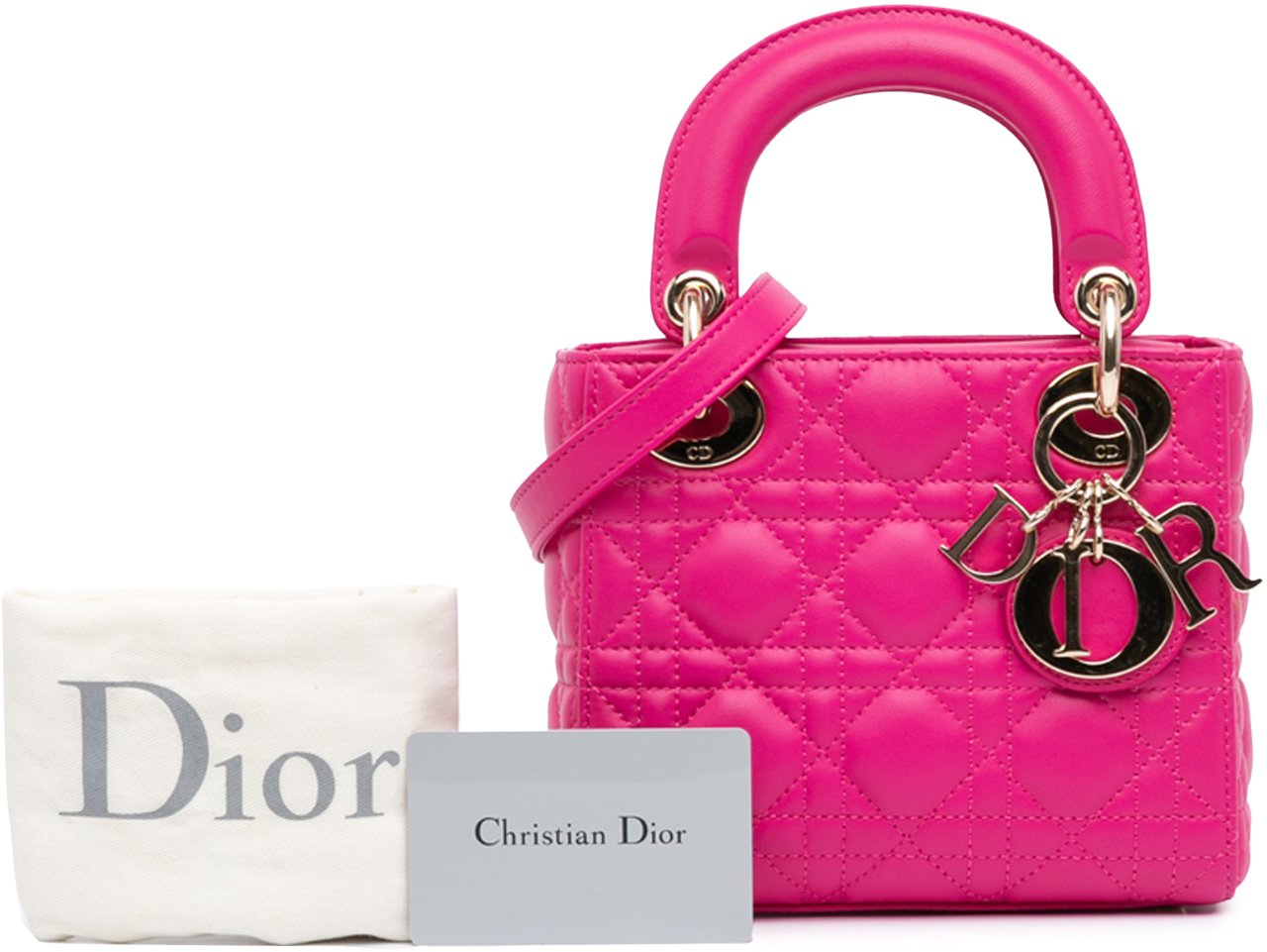 Dior Mini Lambskin Cannage Lady Dior Roze