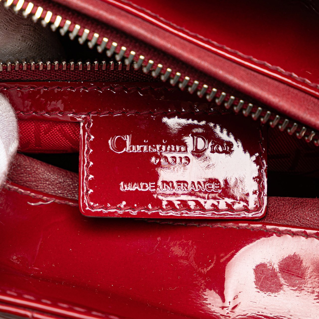 Dior Medium Patent Cannage Lady Dior Rood