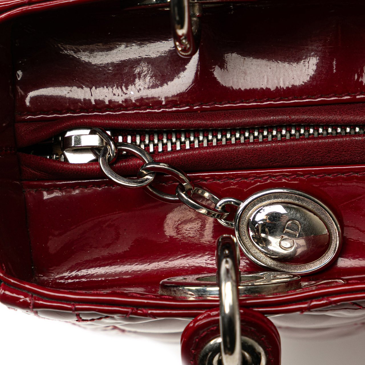 Dior Medium Patent Cannage Lady Dior Rood
