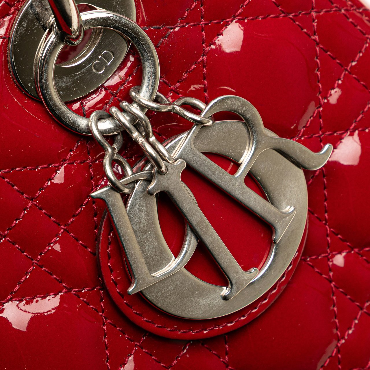 Dior Medium Patent Cannage Lady Dior Rood